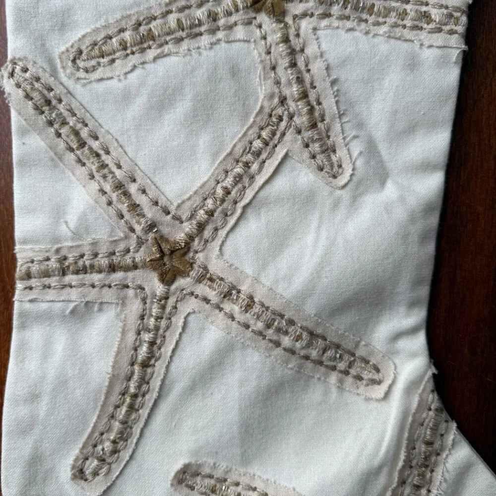 Two (2) Pottery Barn Caicos Starfish Beach Cream Stockings